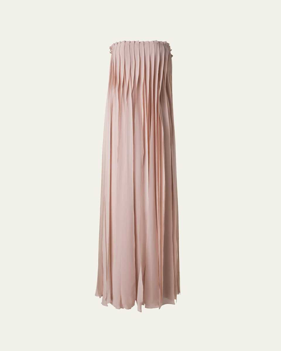 Strapless Silk Georgette Ribbon Gown